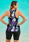 Longer-Length Racerback Tankini Top, PINK GRAPHIC PEONY, on-hover image number null