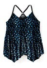 Longer-Length Mesh Tankini Top, WATER DROPLET, alternate image number null