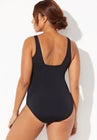 Chlorine Resistant Square Neck Tummy Control One Piece Swimsuit image number null