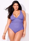 Sparkle Ribbed V-Neck One Piece Swimsuit image number null